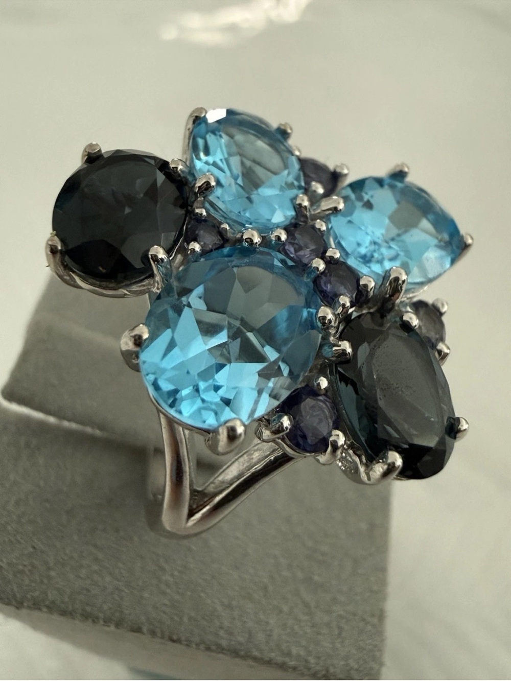 Effy 925 Sterling Silver Blue Topaz London Blue Topaziolite ladiesRing SZ 7 - Picture 2 of 5